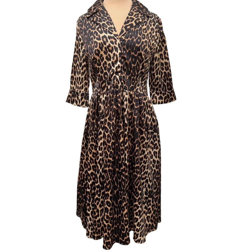 Vintage Leopard Audrey Midi Dress